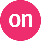 on-IDLE 'on' logo in white on pink